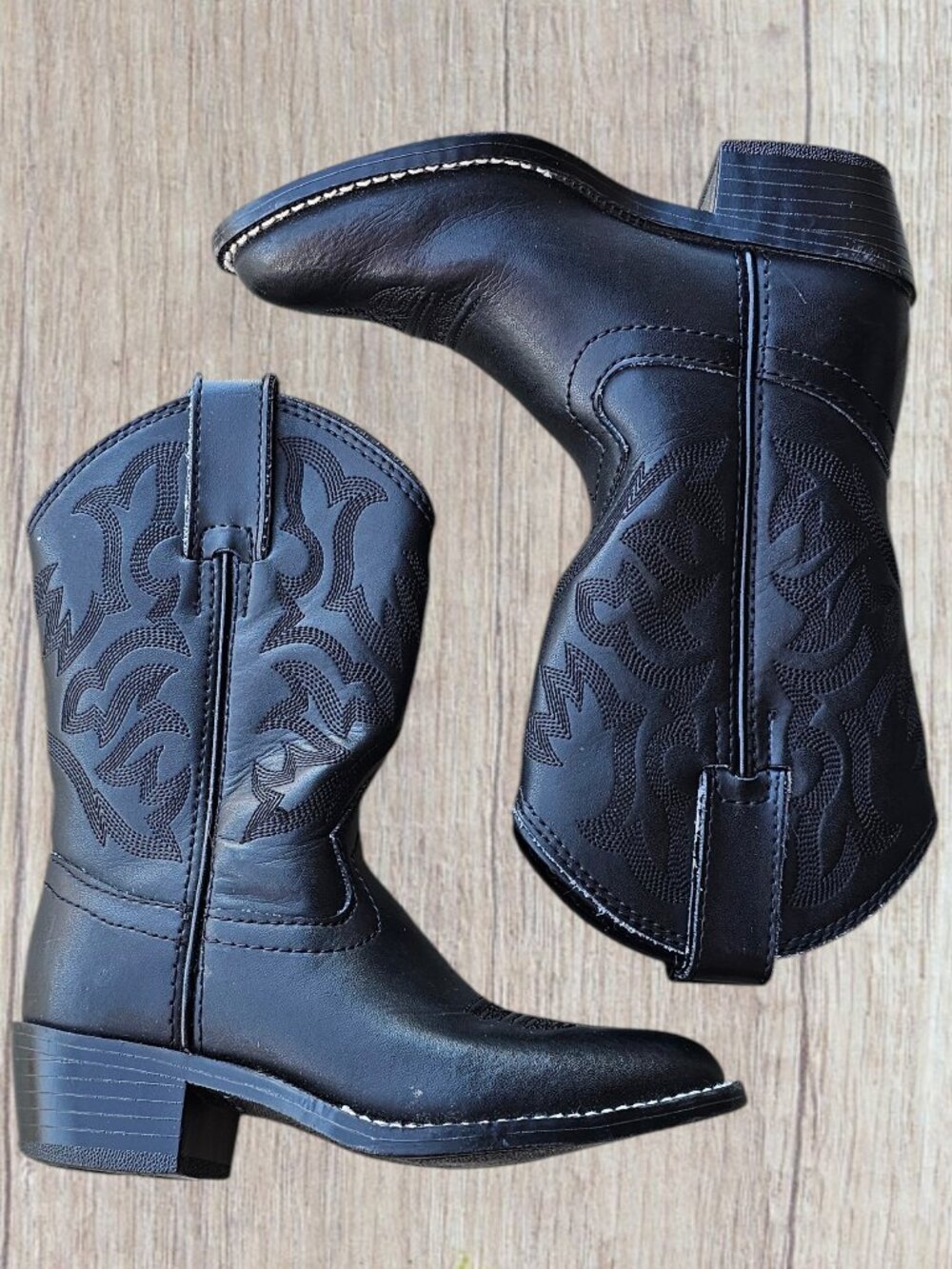 Justin 8.5 D Toddler Kids Leather Boots Black